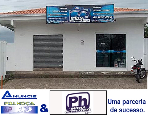 Imagem da fachada principal da empresa PH Mídia Informática