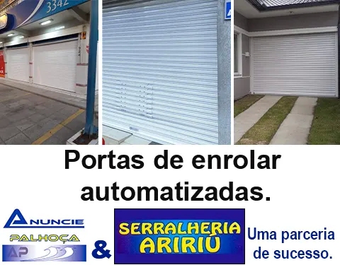 Imagem da fachada principal da empresa Portas de enrolar automatizadas Serralheria Aririú